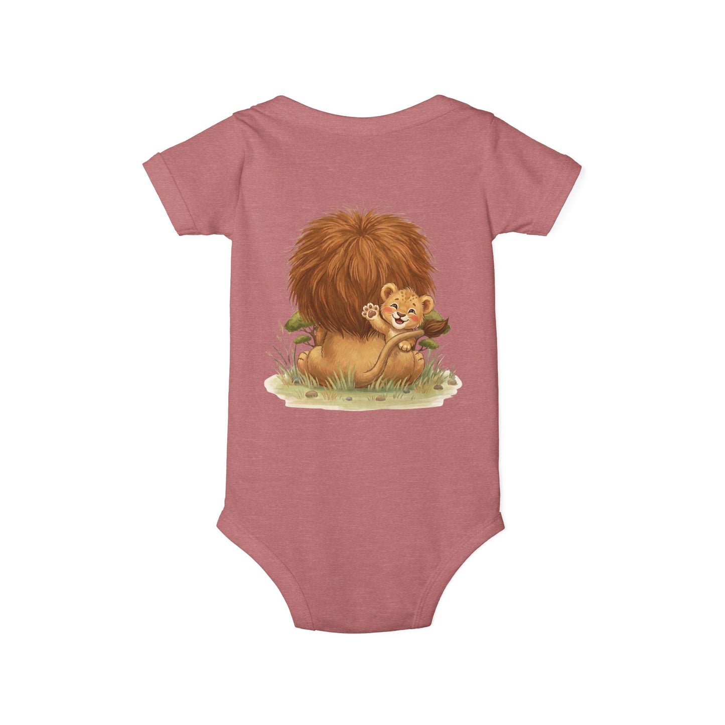 Cute Lion Onesie with Graphic on Front & Back | Embrace the Wild | Infant Jersey One Piece