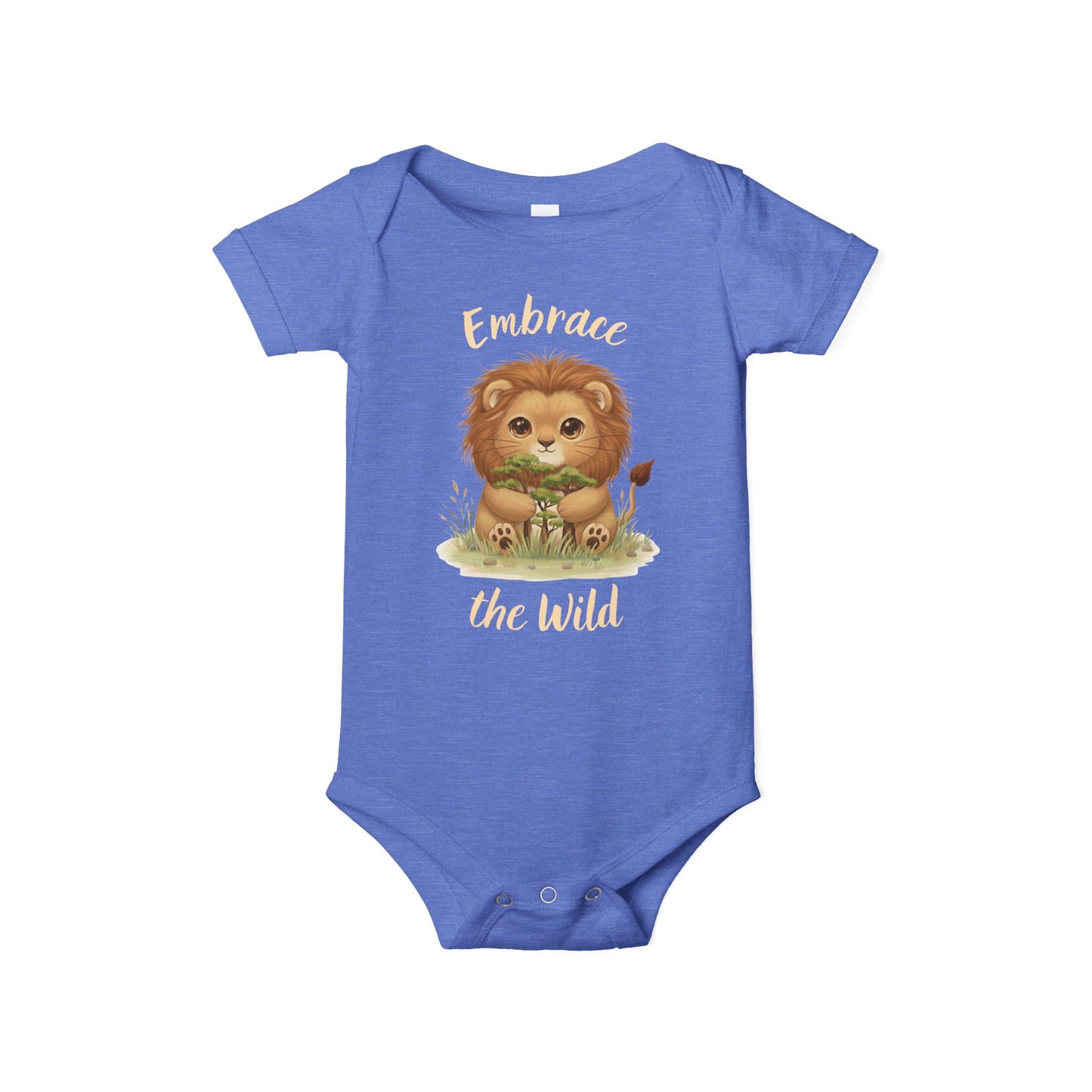 Cute Lion Onesie with Graphic on Front & Back | Embrace the Wild | Infant Jersey One Piece