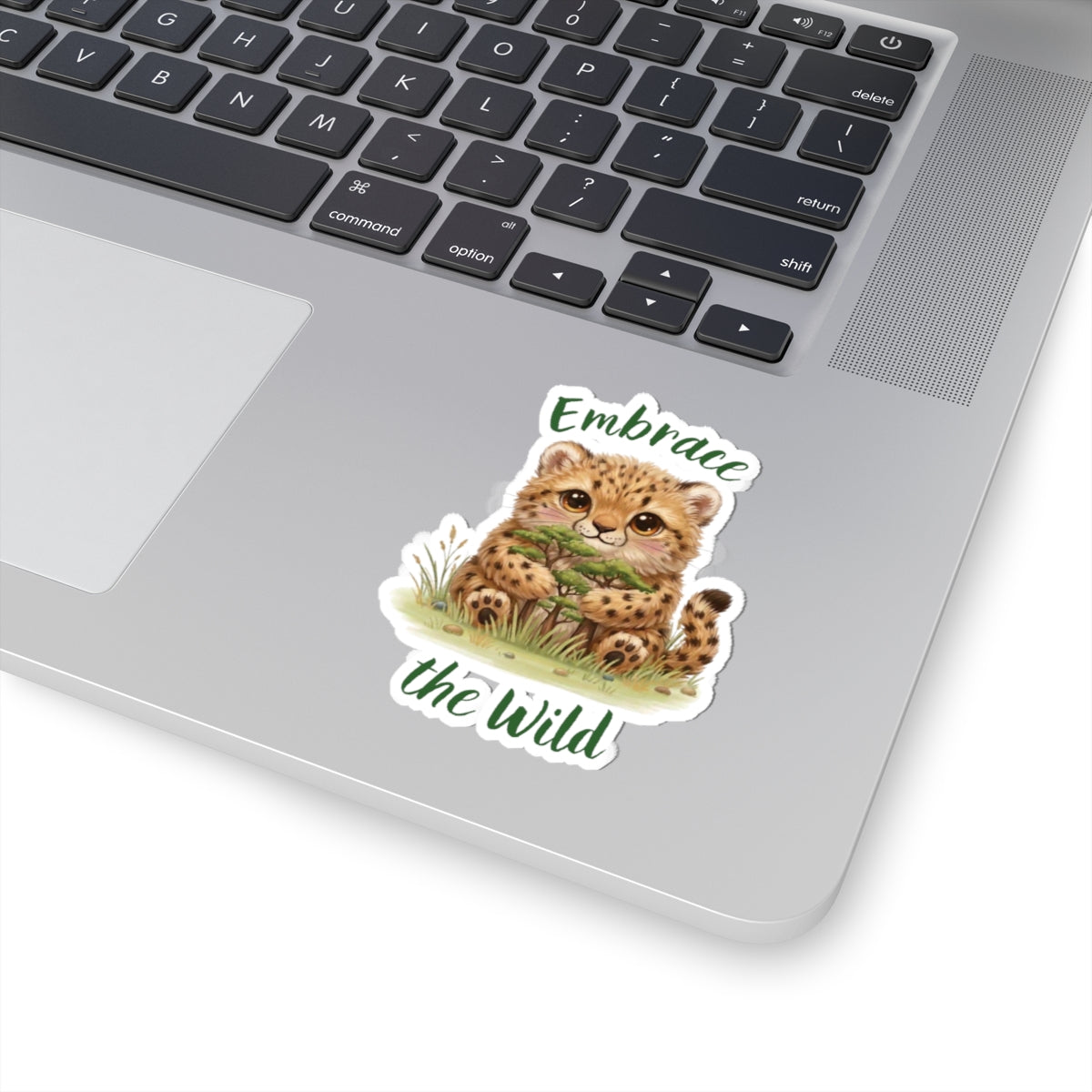Cheetah Cub Sticker — Cute "Embrace the Wild" Kiss-Cut Sticker