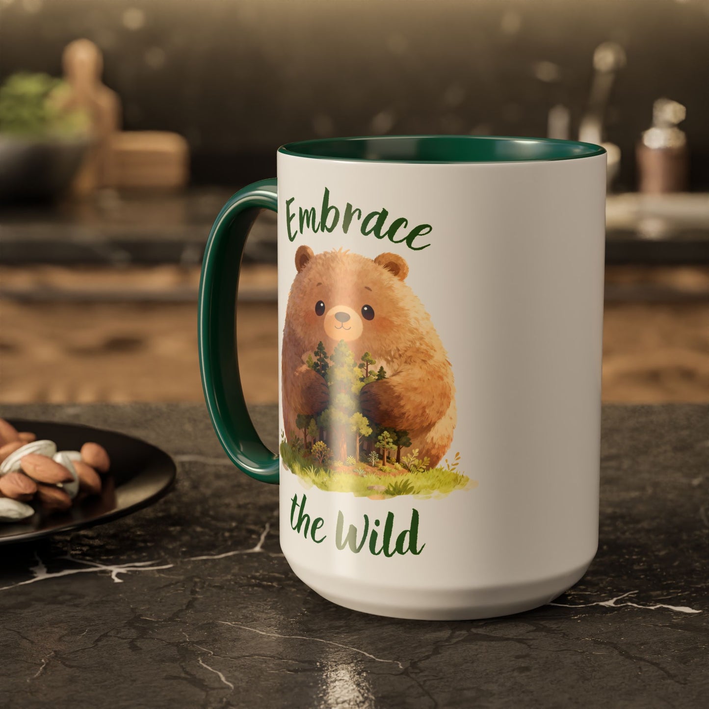 Brown Bear Hug Coffee Mug — Cute Woodland Animal Accent Mug (11oz / 15oz)