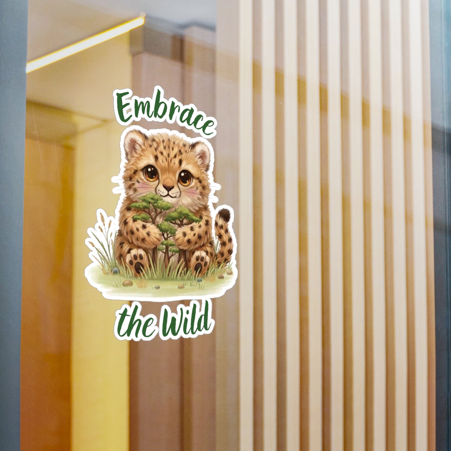 Cheetah Cub Kiss-Cut Vinyl Decal — "Embrace the Wild" Cute Kiss-Cut Vinyl Decal