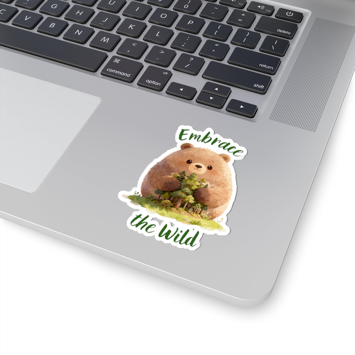 Brown Bear Kiss-Cut Sticker — Cute Forest Bear Embrace the Wild Sticker