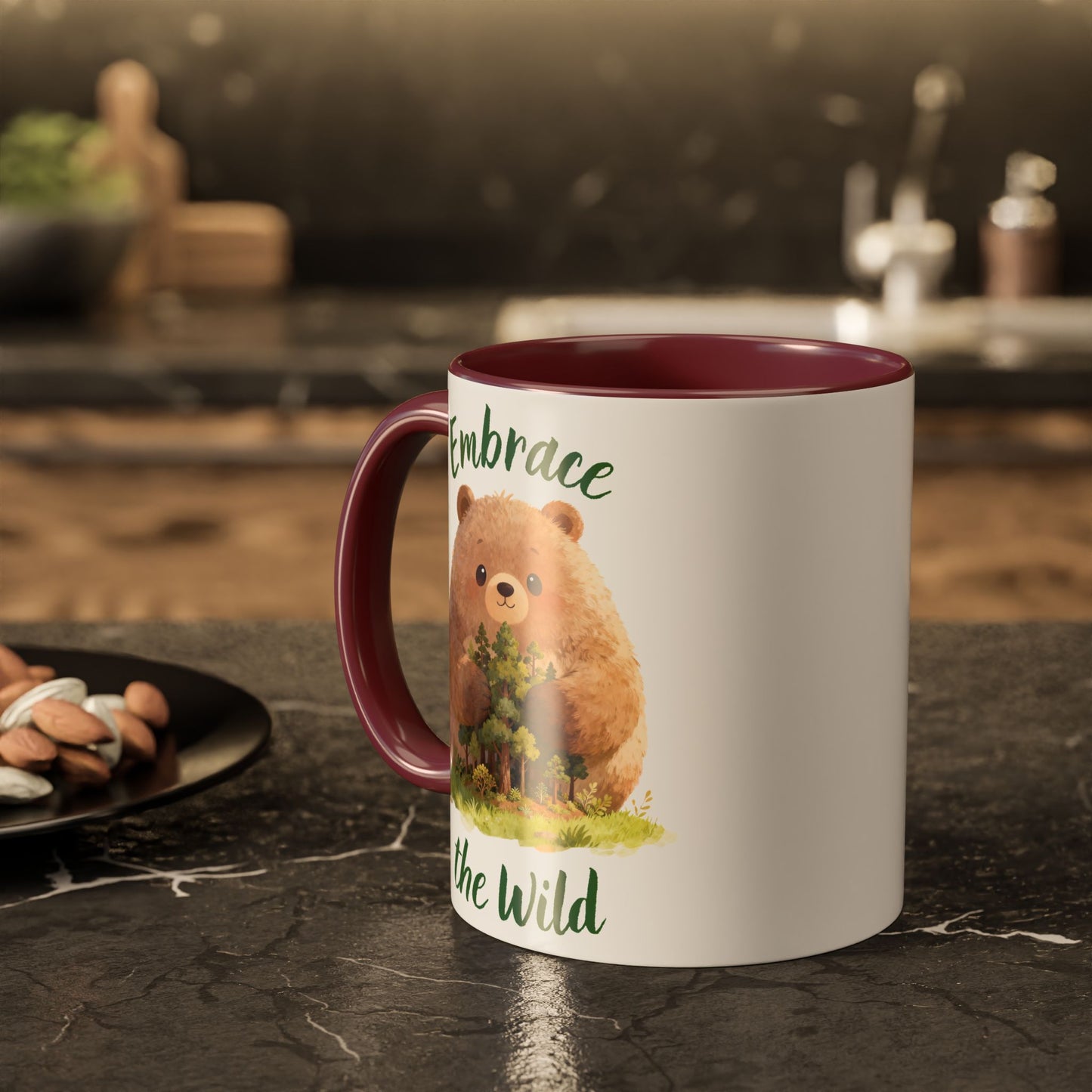 Brown Bear Hug Coffee Mug — Cute Woodland Animal Accent Mug (11oz / 15oz)