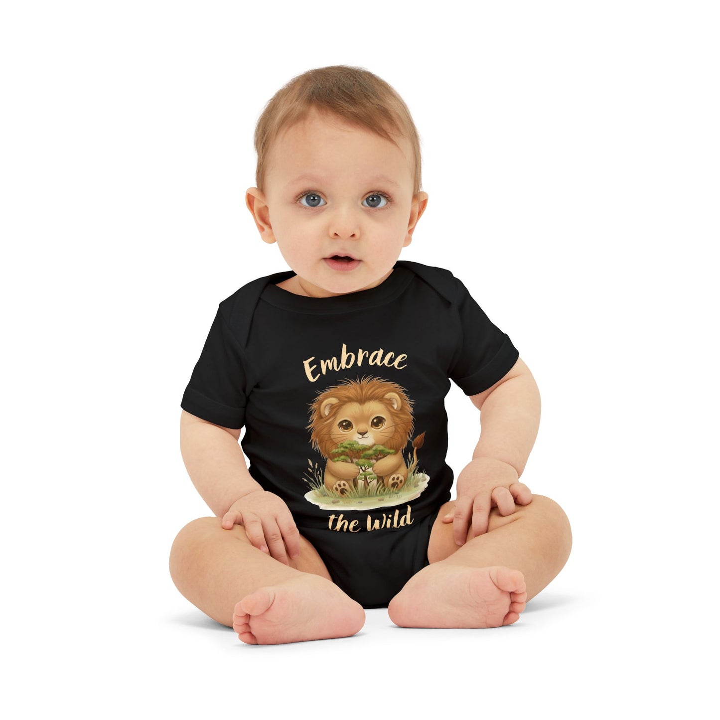 Cute Lion Onesie with Graphic on Front & Back | Embrace the Wild | Infant Jersey One Piece