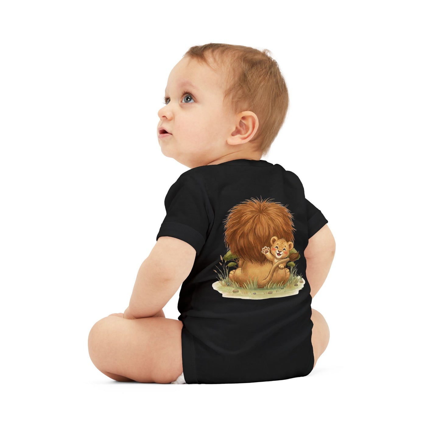 Cute Lion Onesie with Graphic on Front & Back | Embrace the Wild | Infant Jersey One Piece