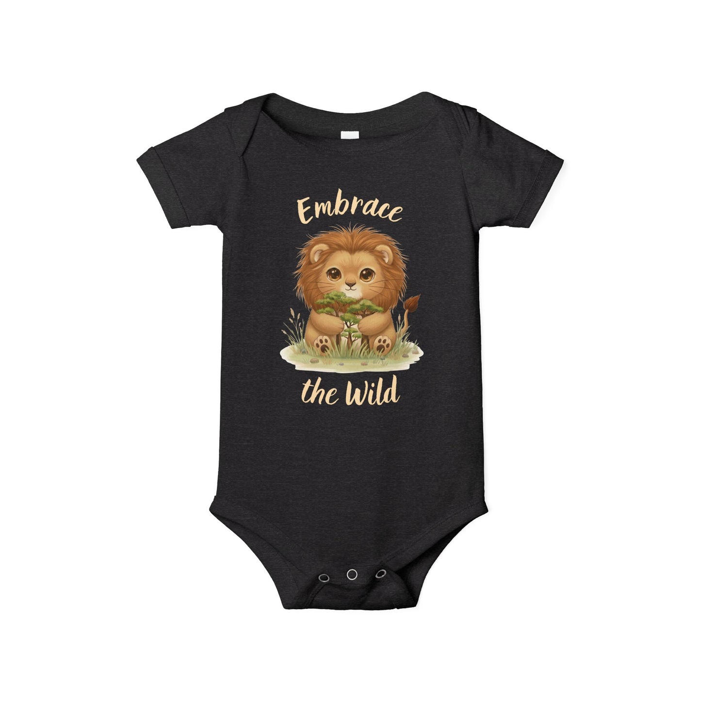 Cute Lion Onesie with Graphic on Front & Back | Embrace the Wild | Infant Jersey One Piece