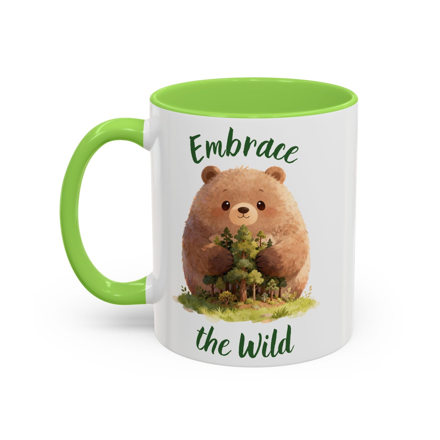 Brown Bear Hug Coffee Mug — Cute Woodland Animal Accent Mug (11oz / 15oz)