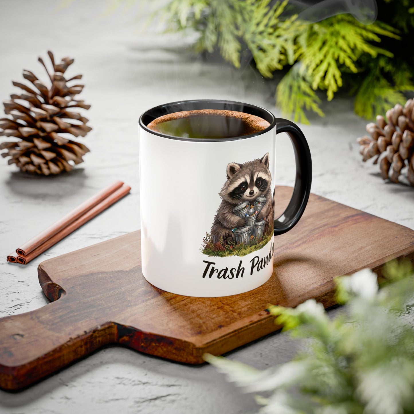 Racoon (Trash Panda) Hug Coffee Mug | Cute Racoon Forest Animal Accent Mug (11oz / 15oz)