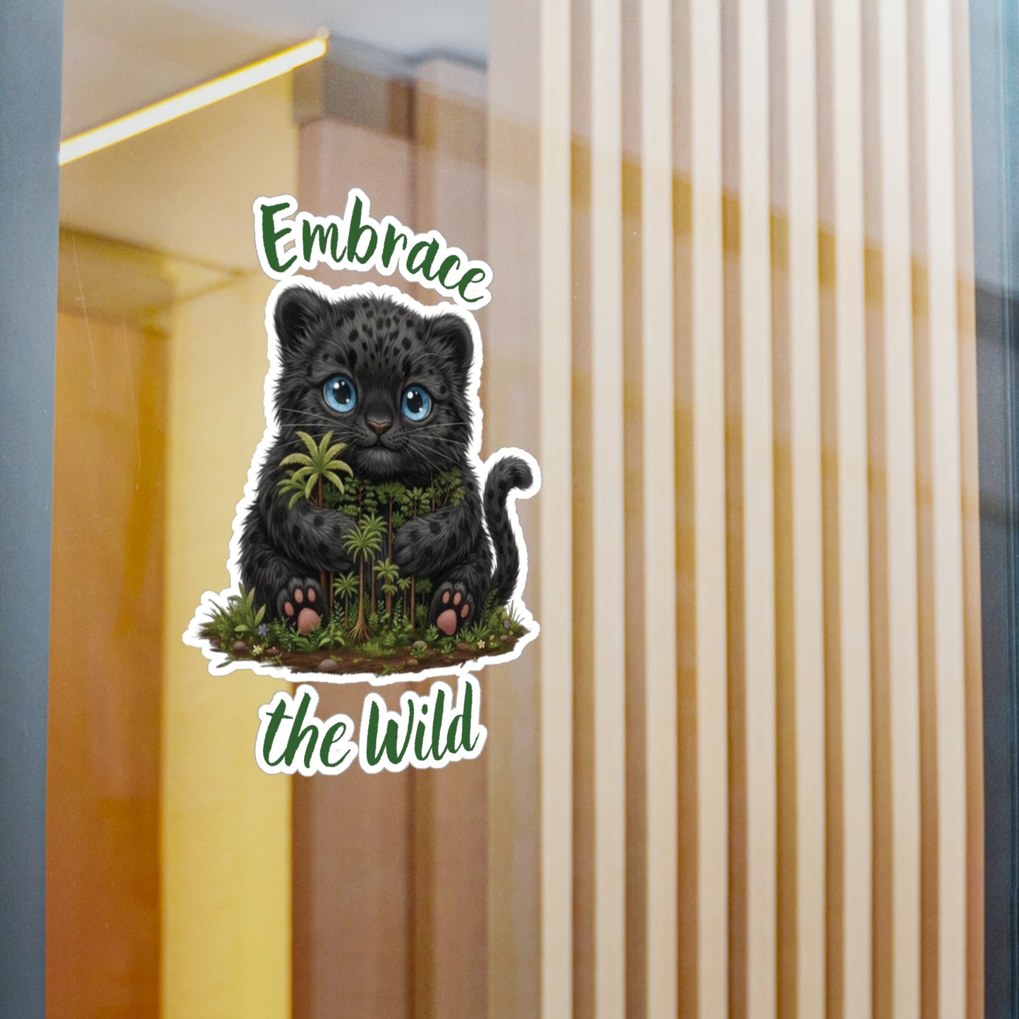 Black Panther Kiss-Cut Vinyl Decal — "Embrace the Wild" Cute Kiss-Cut Vinyl Decal