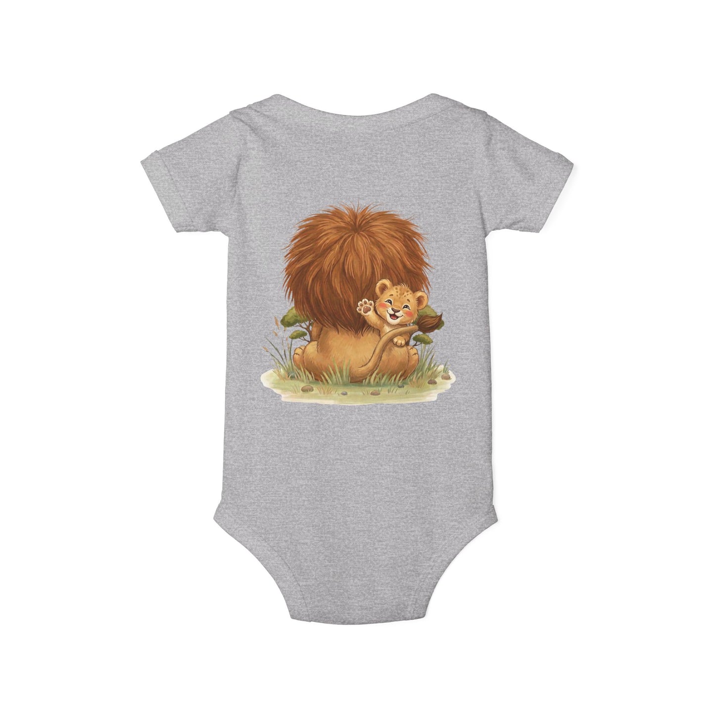 Cute Lion Onesie with Graphic on Front & Back | Embrace the Wild | Infant Jersey One Piece
