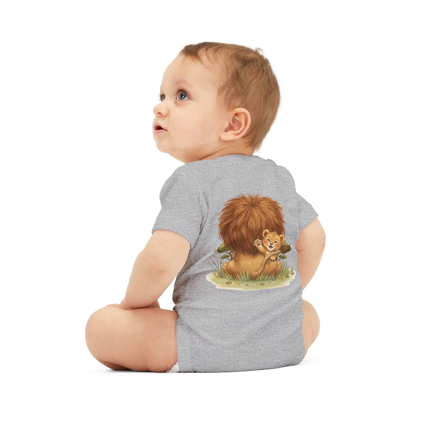 Cute Lion Onesie with Graphic on Front & Back | Embrace the Wild | Infant Jersey One Piece