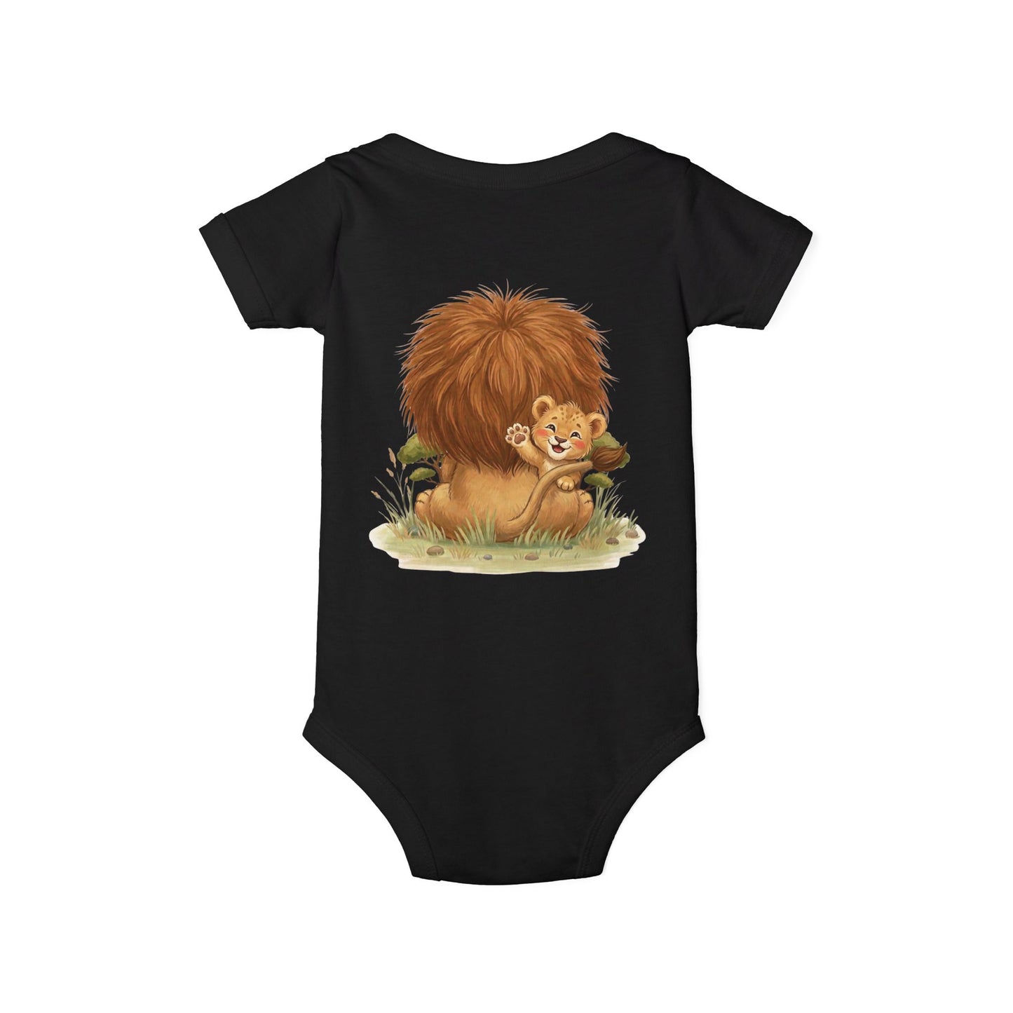 Cute Lion Onesie with Graphic on Front & Back | Embrace the Wild | Infant Jersey One Piece