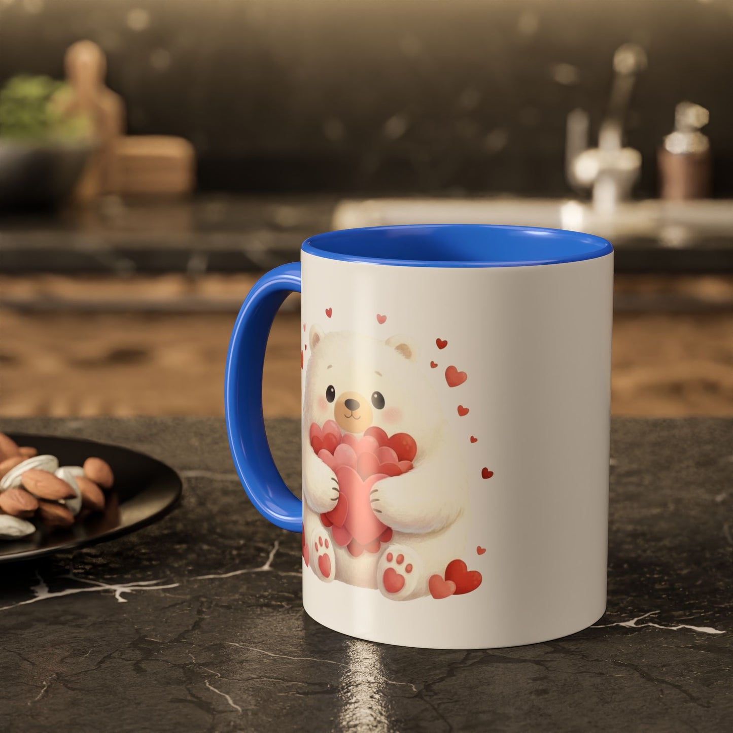 Polar Bear Heart Hug Coffee Mug | Cute Animal Accent Mug (11oz / 15oz)