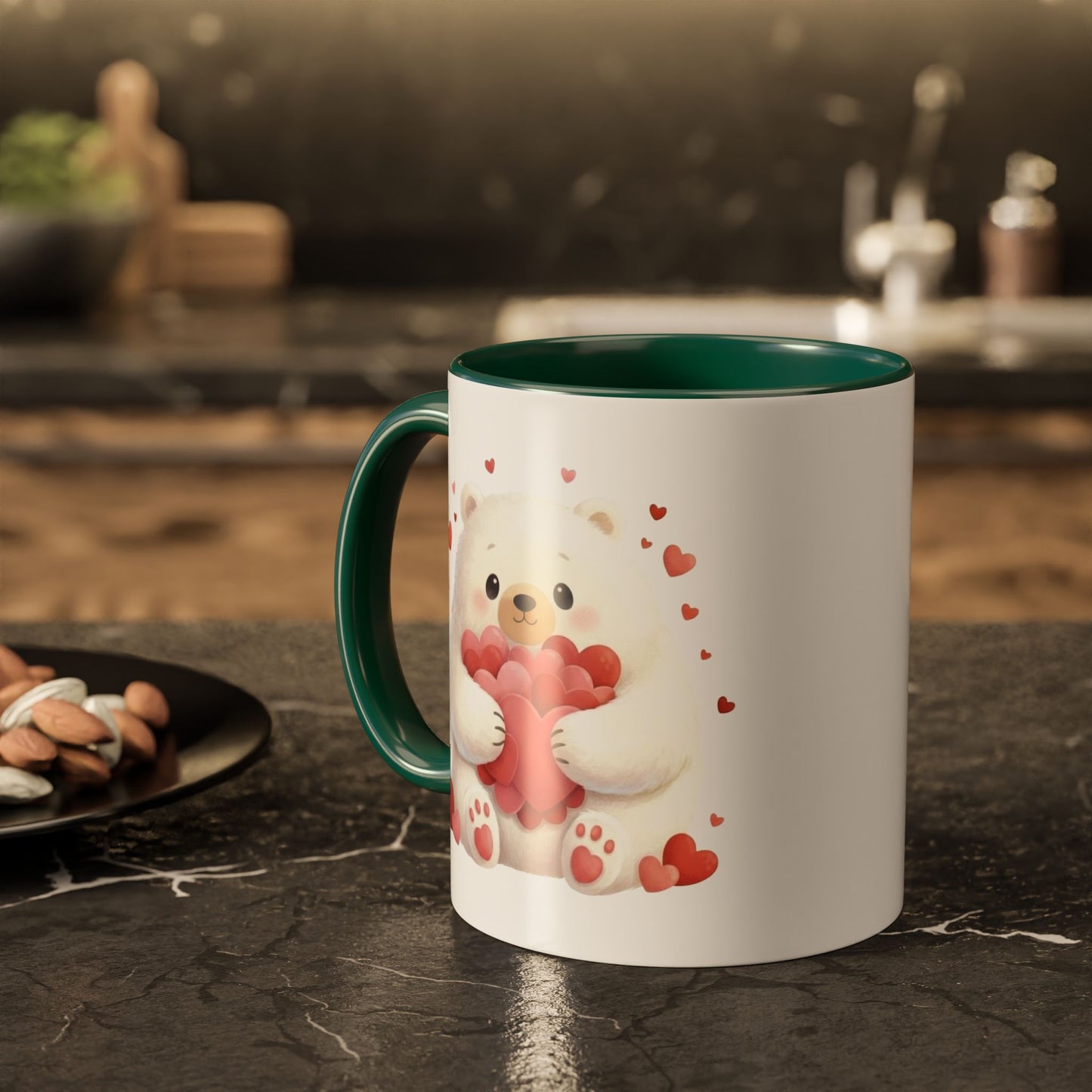 Polar Bear Heart Hug Coffee Mug | Cute Animal Accent Mug (11oz / 15oz)