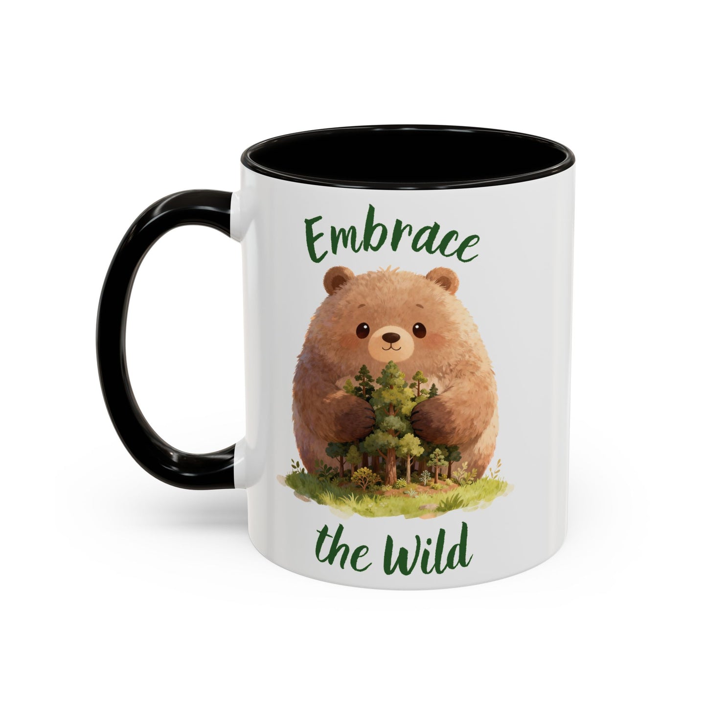 Brown Bear Hug Coffee Mug — Cute Woodland Animal Accent Mug (11oz / 15oz)