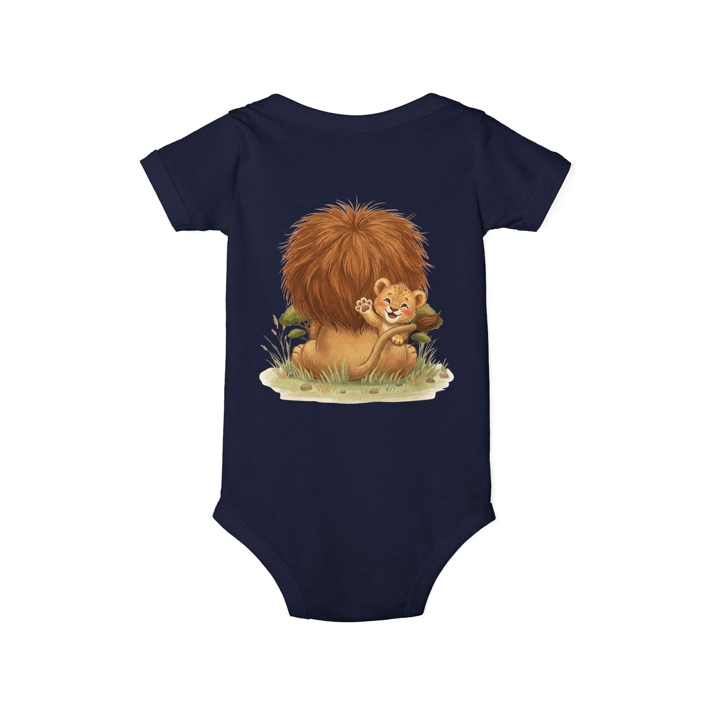 Cute Lion Onesie with Graphic on Front & Back | Embrace the Wild | Infant Jersey One Piece