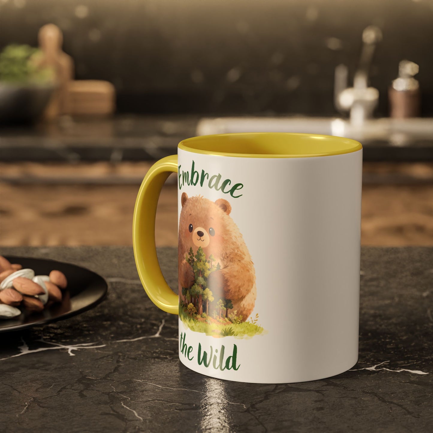 Brown Bear Hug Coffee Mug — Cute Woodland Animal Accent Mug (11oz / 15oz)
