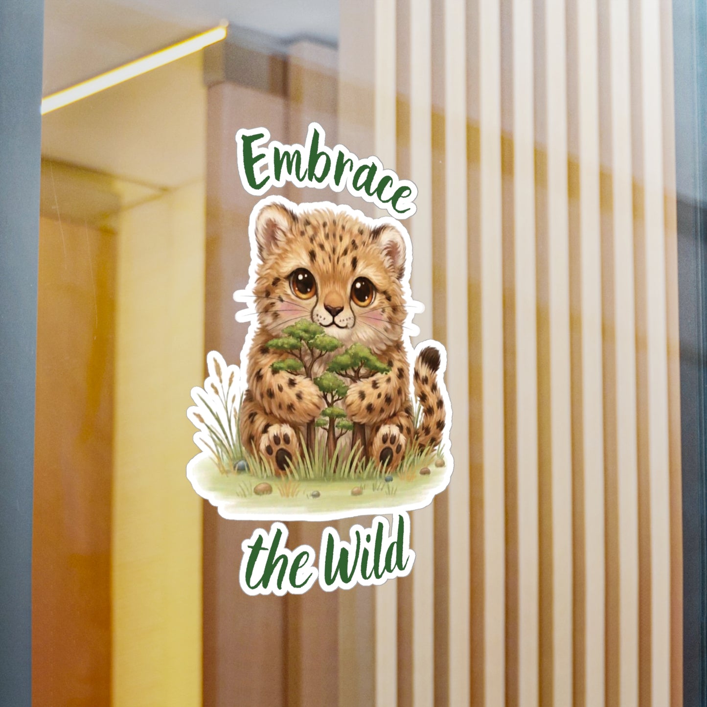 Cheetah Cub Kiss-Cut Vinyl Decal — "Embrace the Wild" Cute Kiss-Cut Vinyl Decal