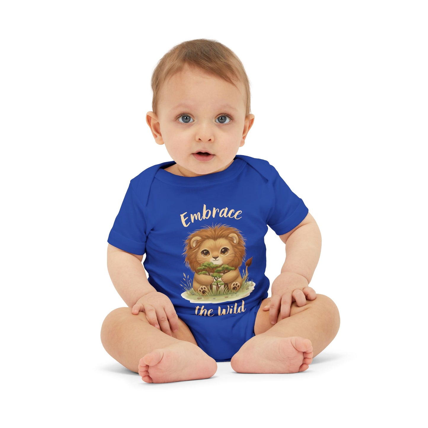Cute Lion Onesie with Graphic on Front & Back | Embrace the Wild | Infant Jersey One Piece