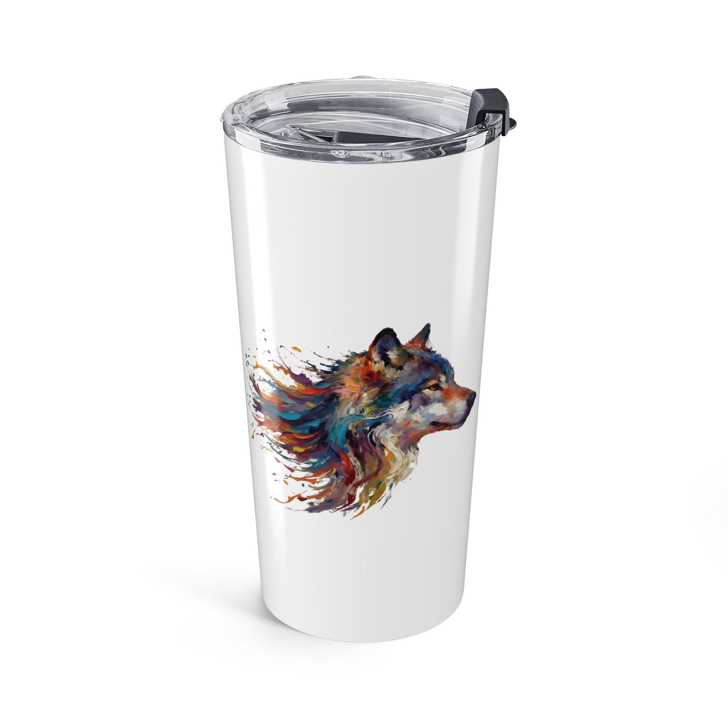 Painted Wolf 20oz Tumbler — Colorful Wolf Travel Cup (20oz)