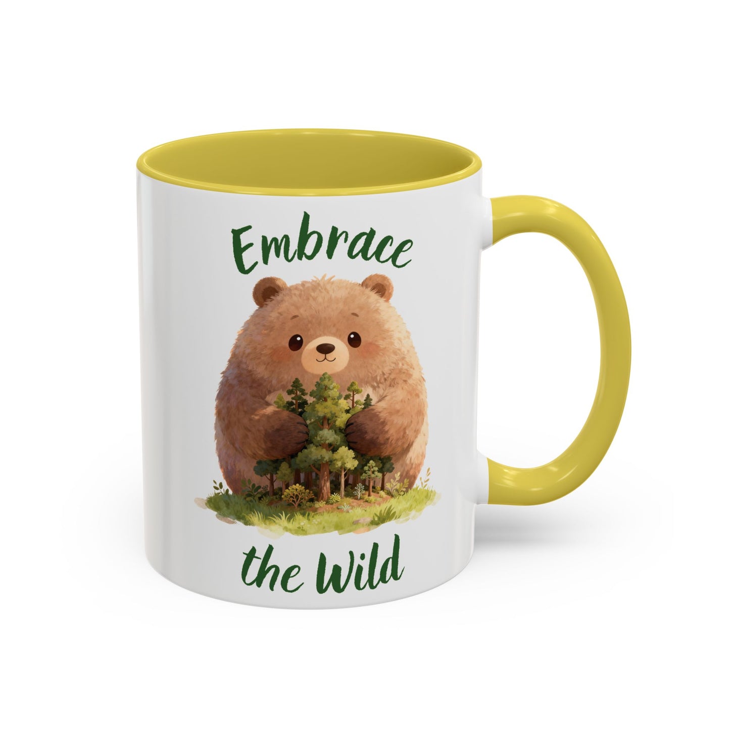 Brown Bear Hug Coffee Mug — Cute Woodland Animal Accent Mug (11oz / 15oz)