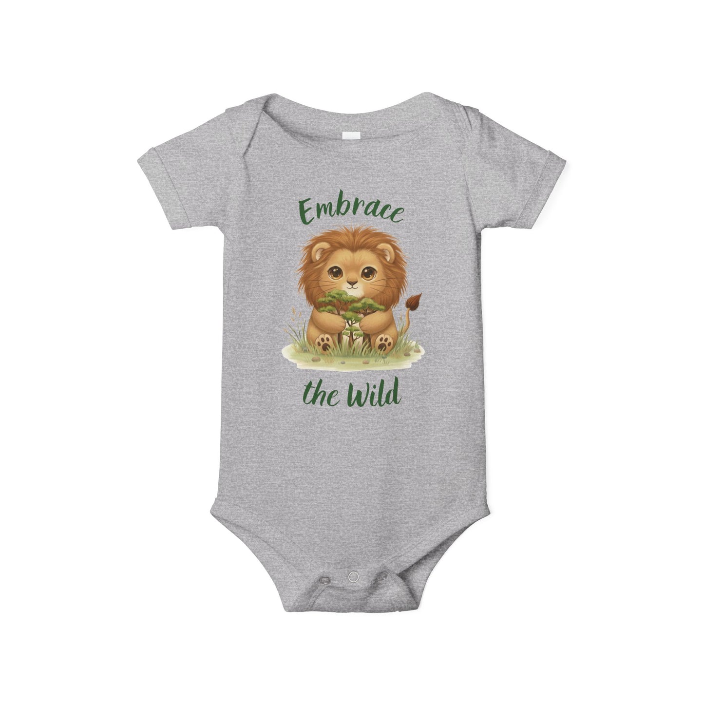 Cute Lion Onesie with Graphic on Front & Back | Embrace the Wild | Infant Jersey One Piece