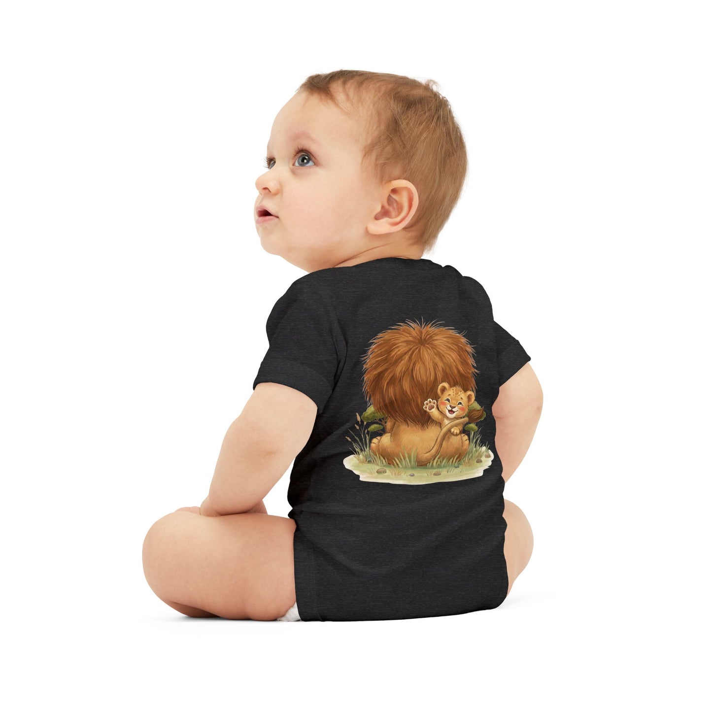Cute Lion Onesie with Graphic on Front & Back | Embrace the Wild | Infant Jersey One Piece
