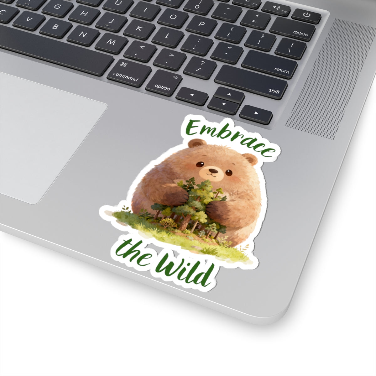 Brown Bear Kiss-Cut Sticker — Cute Forest Bear Embrace the Wild Sticker