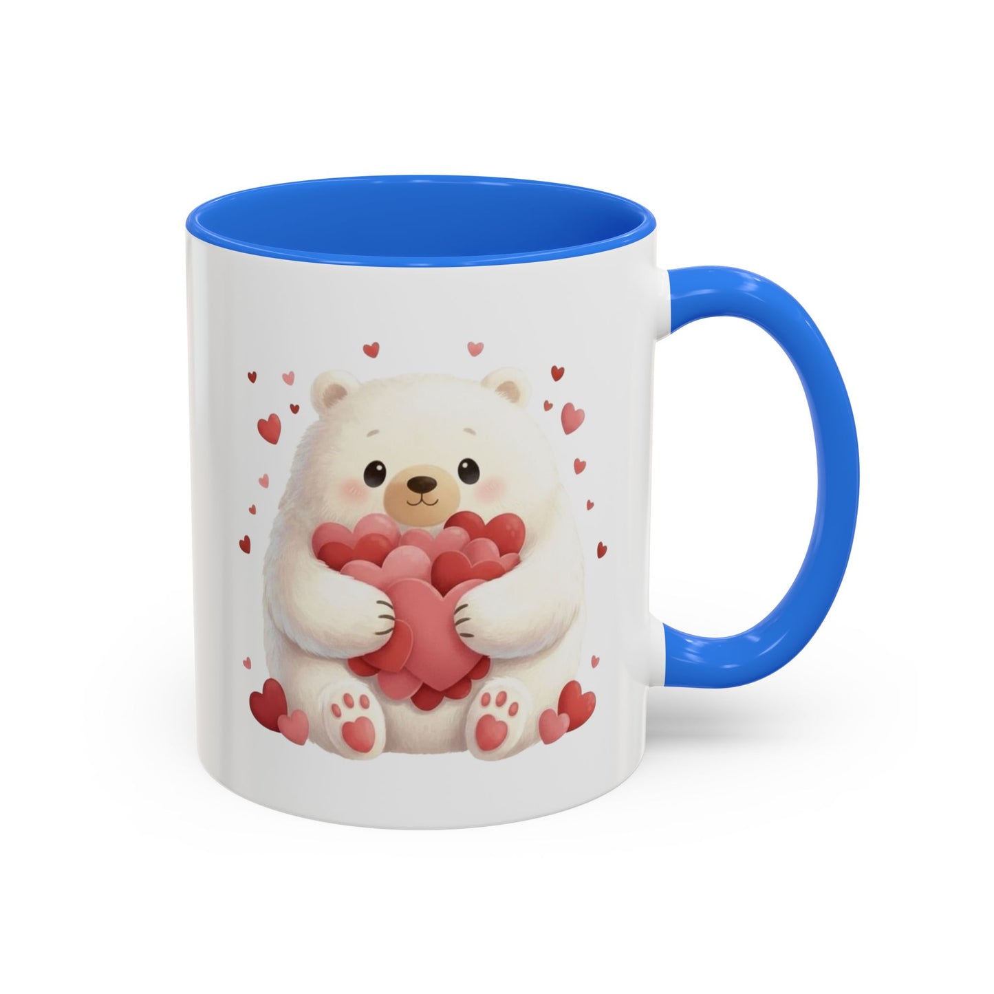 Polar Bear Heart Hug Coffee Mug | Cute Animal Accent Mug (11oz / 15oz)