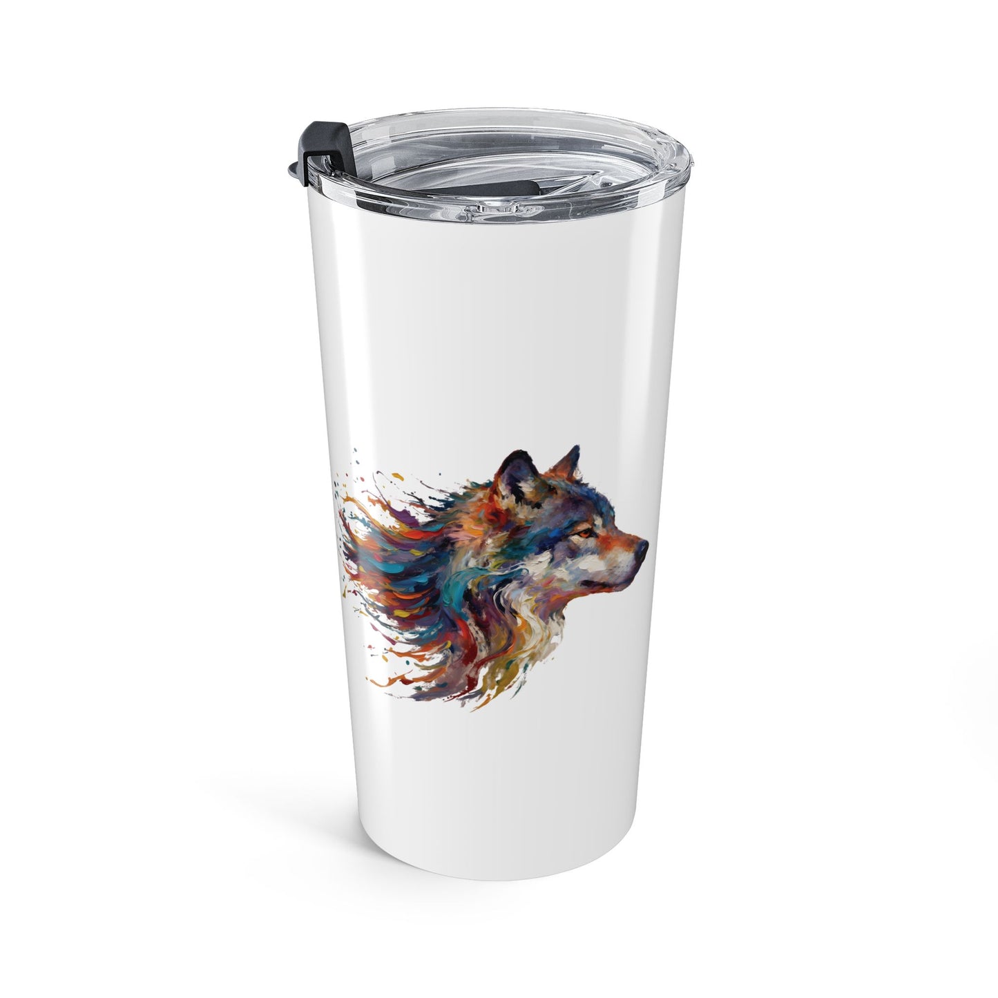 Painted Wolf 20oz Tumbler — Colorful Wolf Travel Cup (20oz)