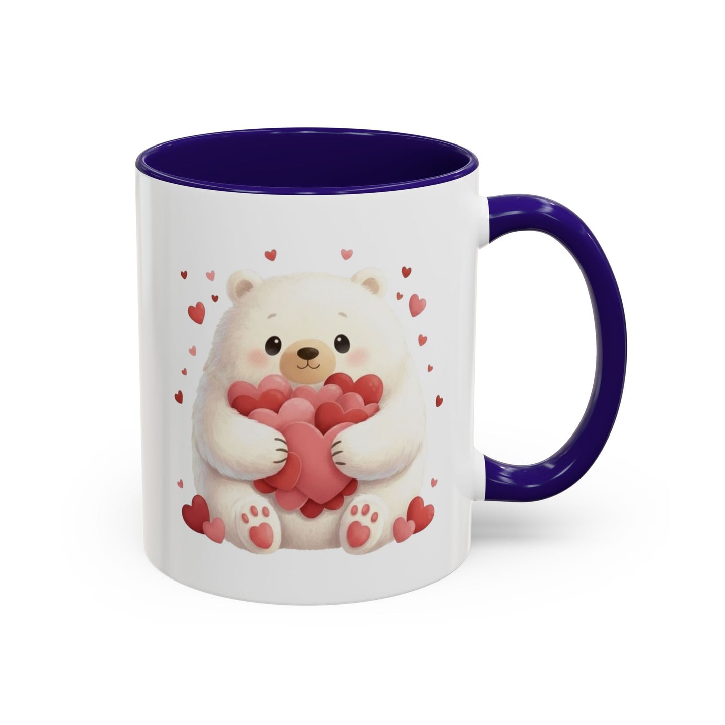 Polar Bear Heart Hug Coffee Mug | Cute Animal Accent Mug (11oz / 15oz)