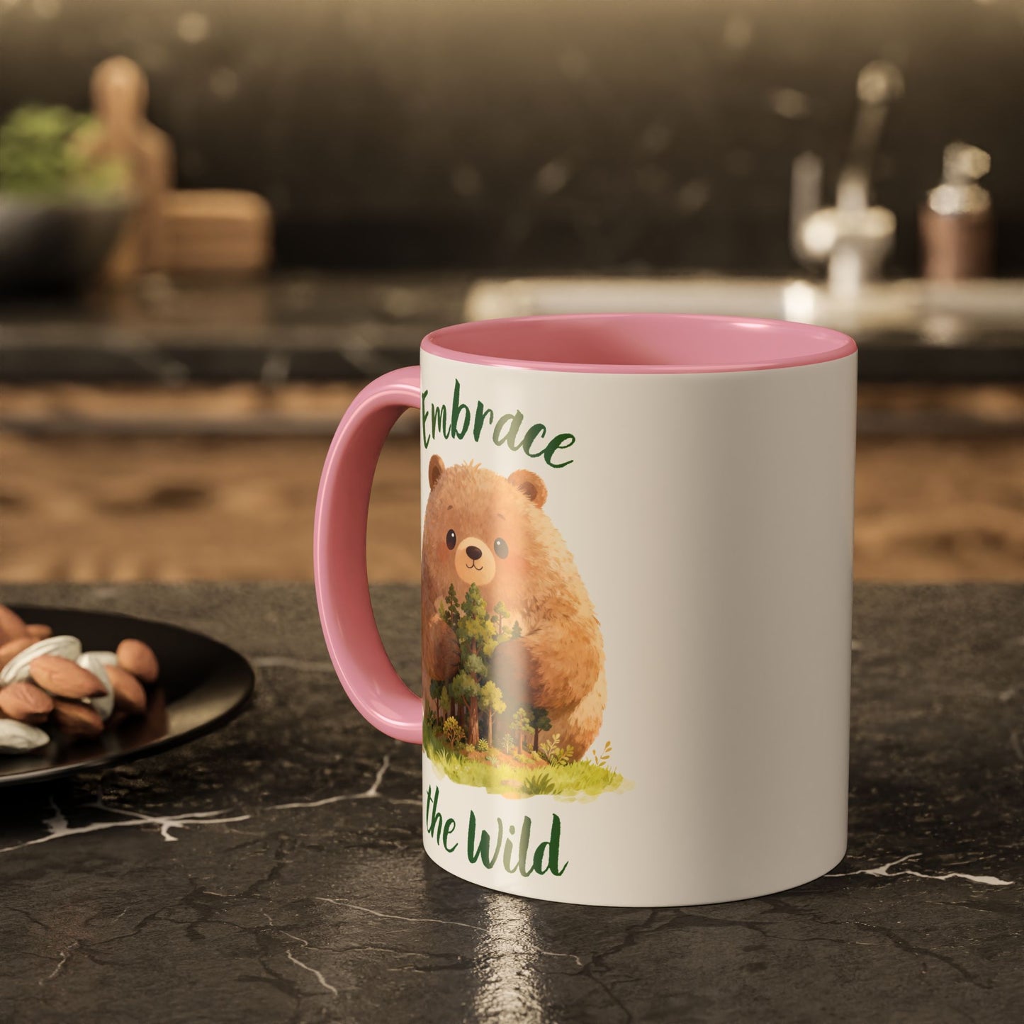 Brown Bear Hug Coffee Mug — Cute Woodland Animal Accent Mug (11oz / 15oz)