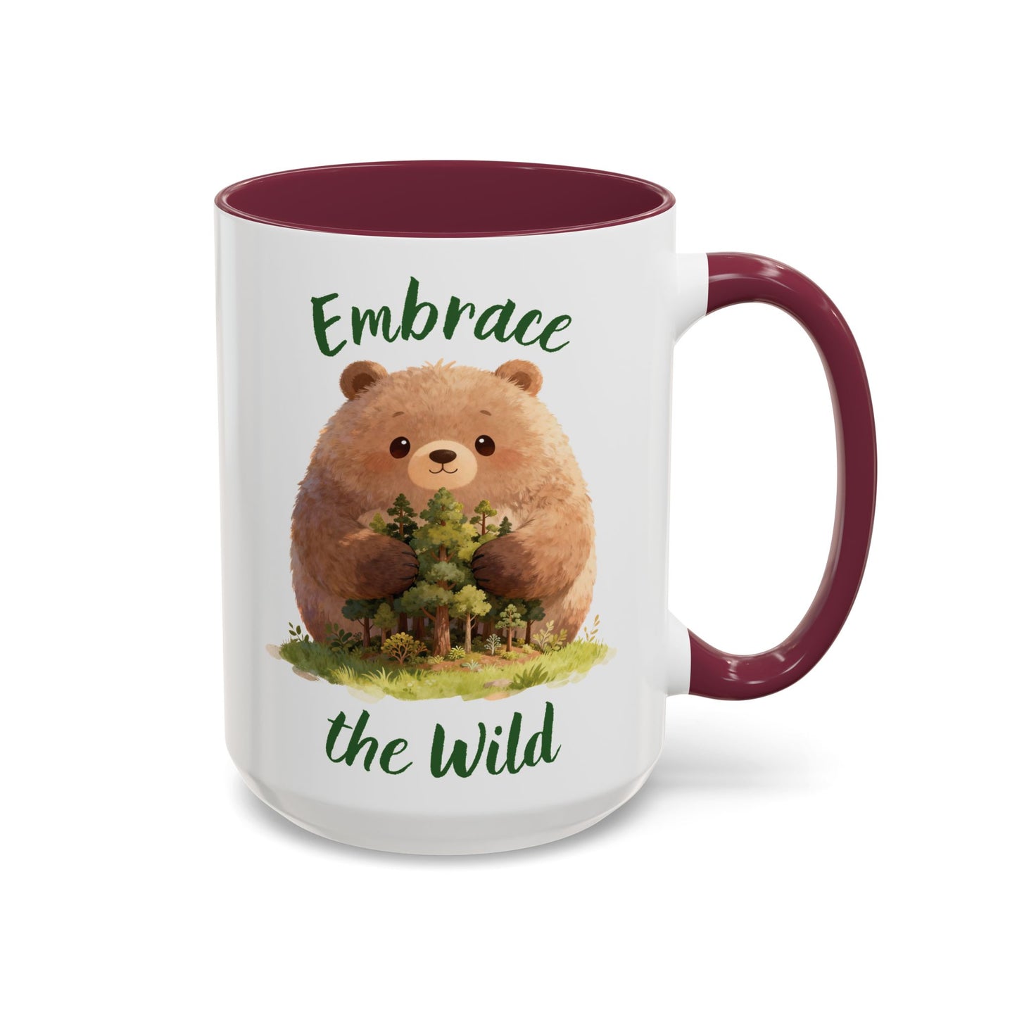Brown Bear Hug Coffee Mug — Cute Woodland Animal Accent Mug (11oz / 15oz)