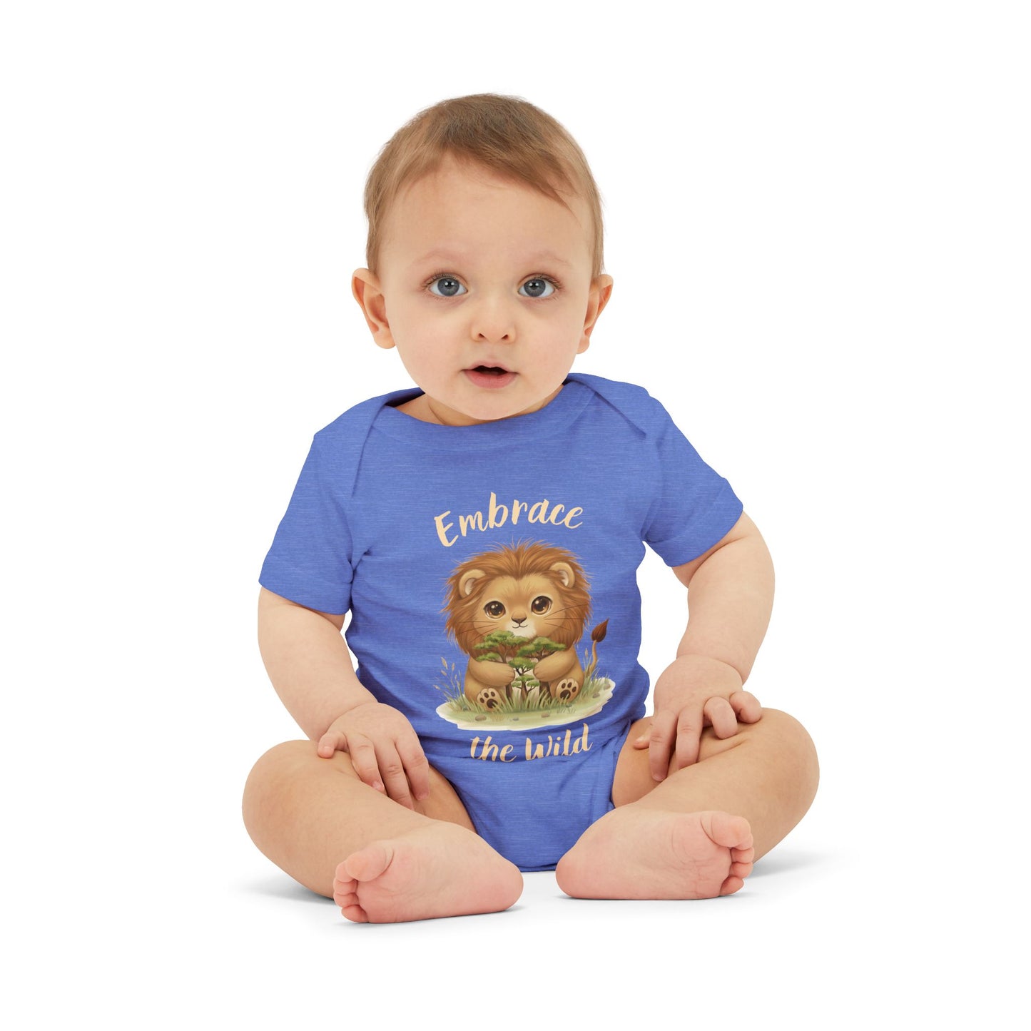 Cute Lion Onesie with Graphic on Front & Back | Embrace the Wild | Infant Jersey One Piece