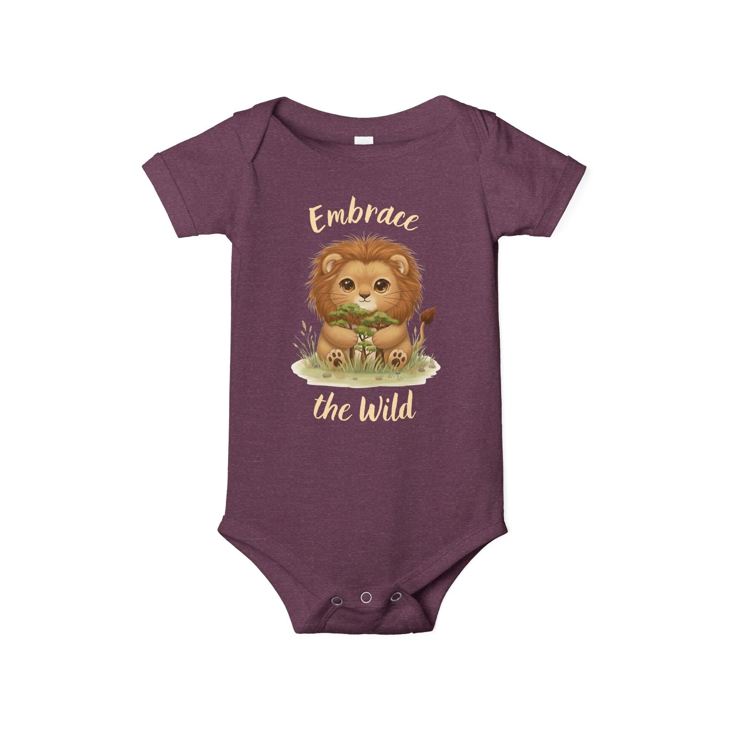 Cute Lion Onesie with Graphic on Front & Back | Embrace the Wild | Infant Jersey One Piece