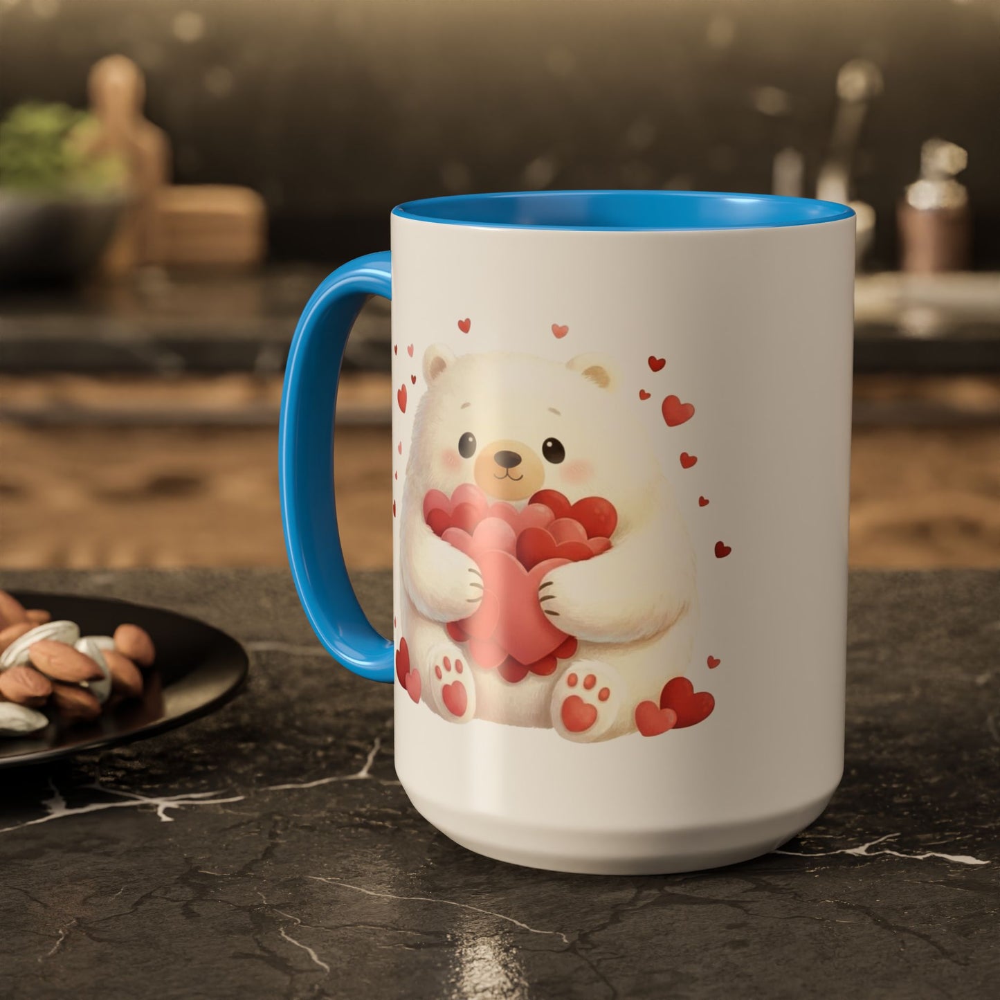 Polar Bear Heart Hug Coffee Mug | Cute Animal Accent Mug (11oz / 15oz)