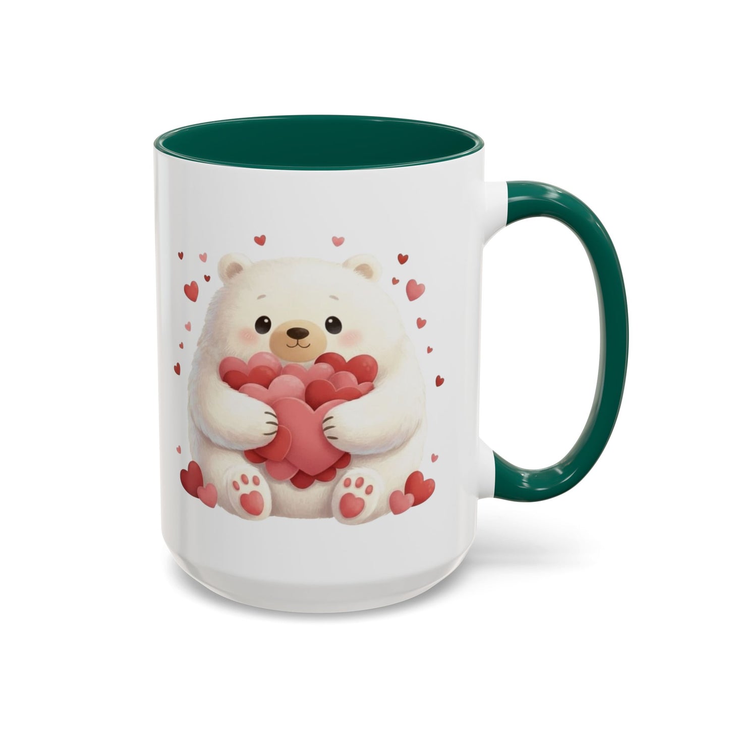 Polar Bear Heart Hug Coffee Mug | Cute Animal Accent Mug (11oz / 15oz)