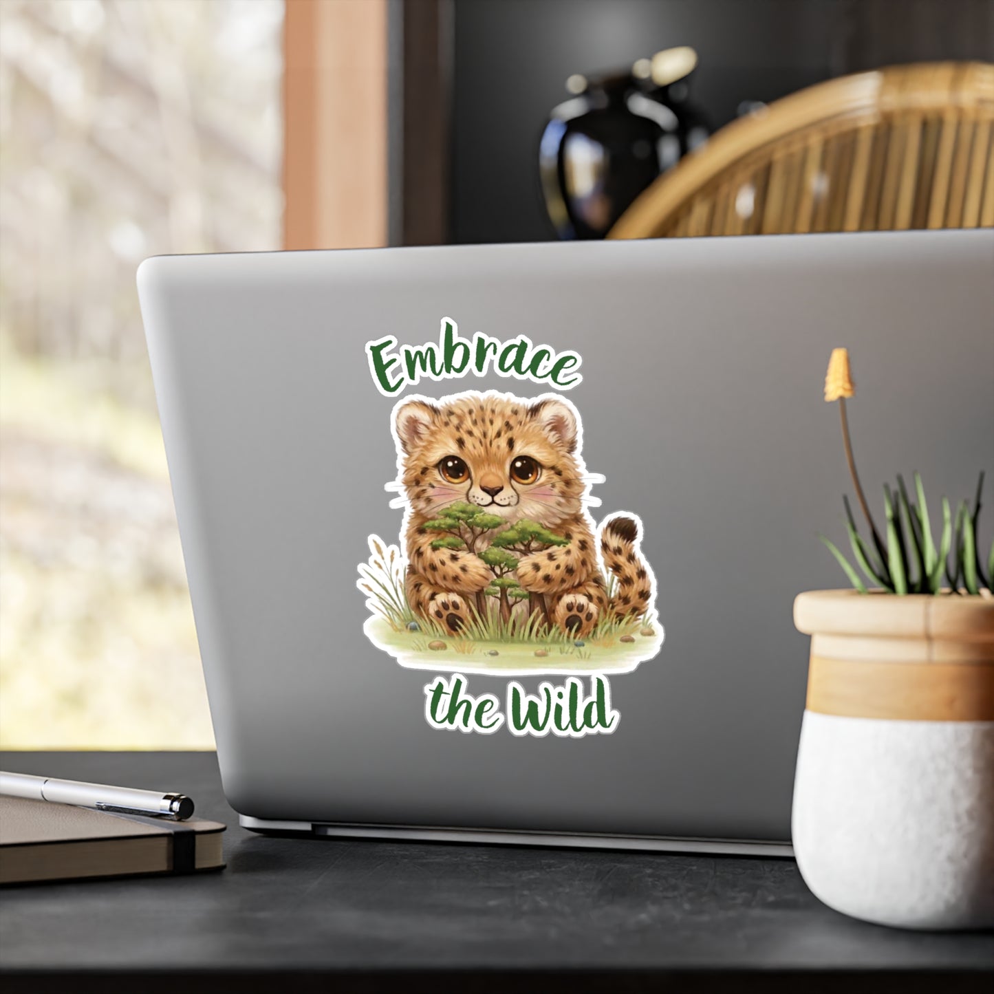 Cheetah Cub Kiss-Cut Vinyl Decal — "Embrace the Wild" Cute Kiss-Cut Vinyl Decal