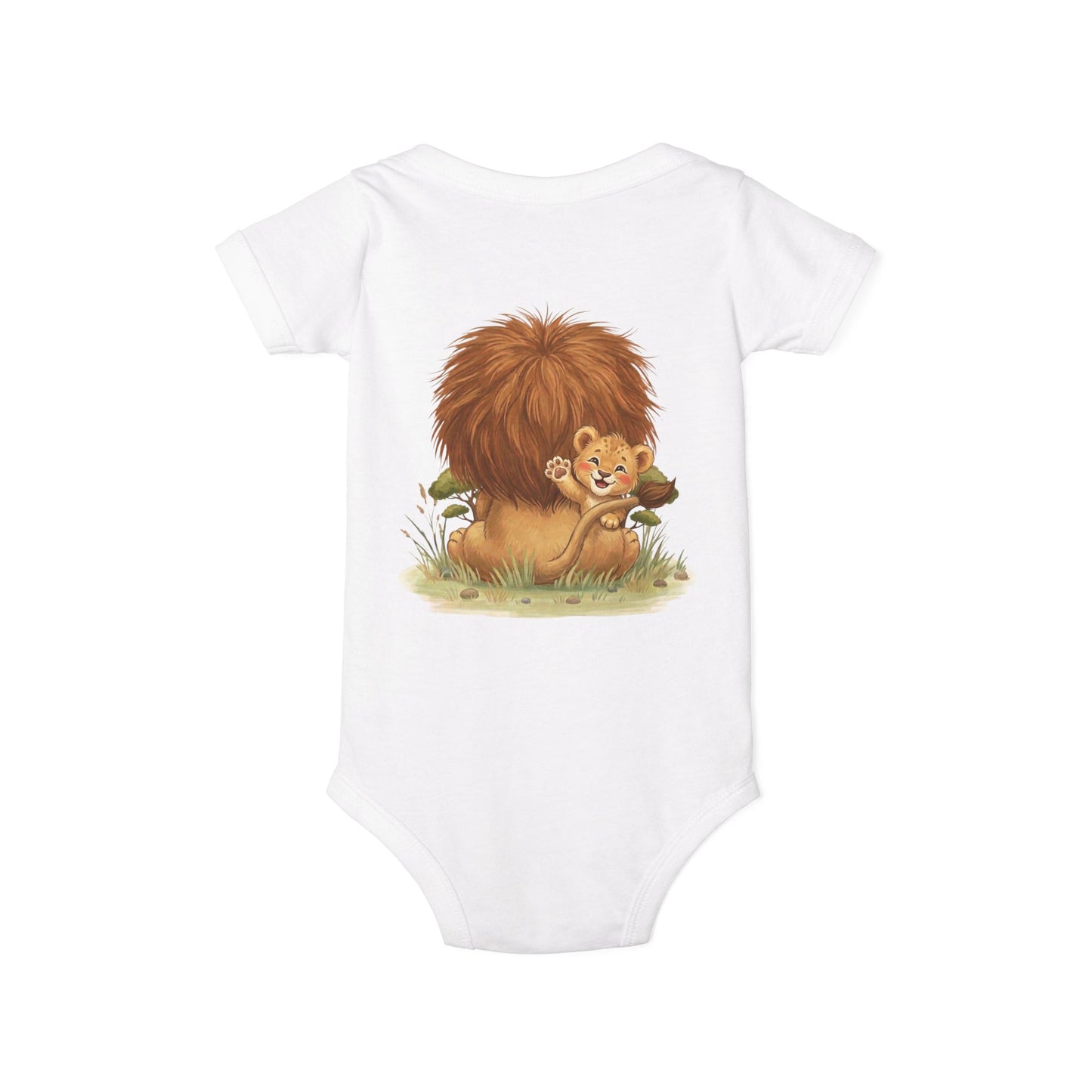 Cute Lion Onesie with Graphic on Front & Back | Embrace the Wild | Infant Jersey One Piece