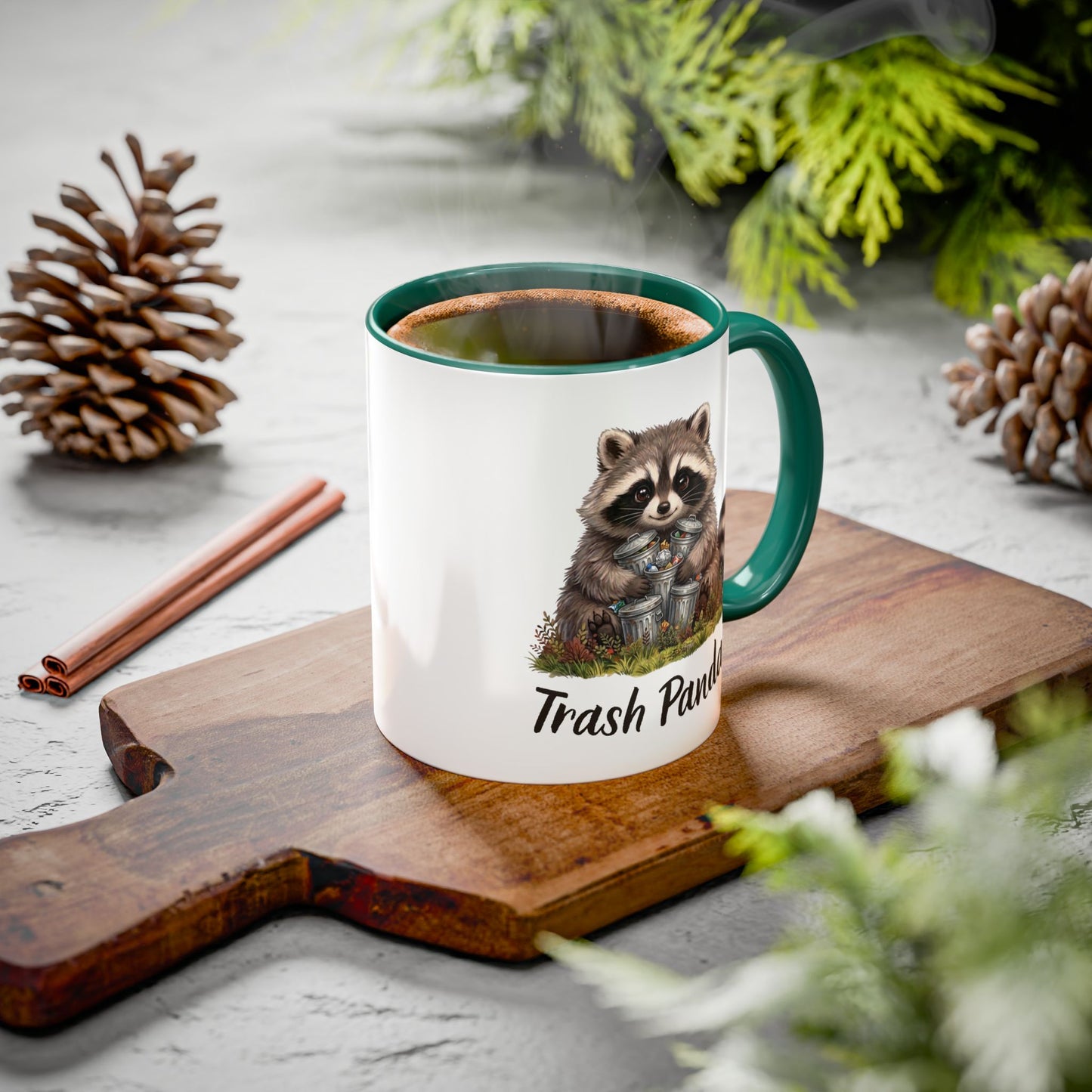 Racoon (Trash Panda) Hug Coffee Mug | Cute Racoon Forest Animal Accent Mug (11oz / 15oz)