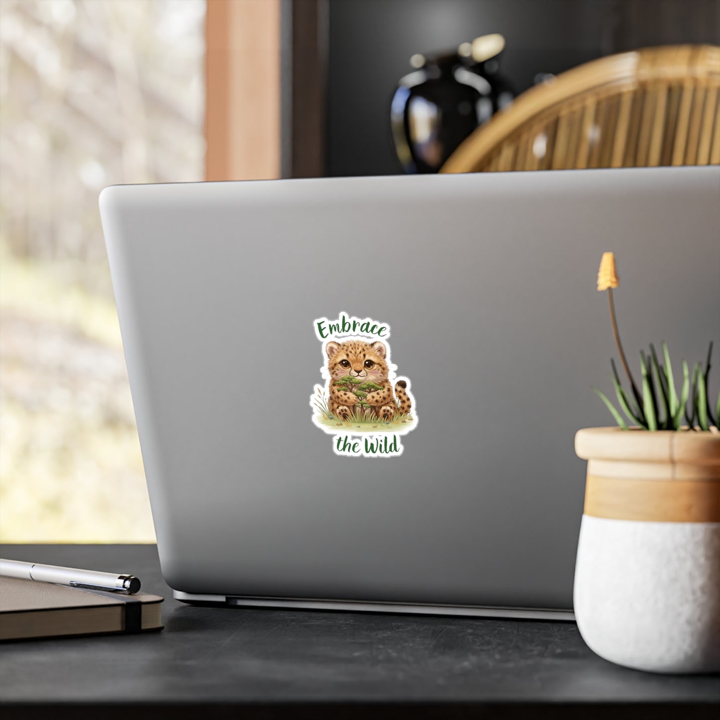 Cheetah Cub Kiss-Cut Vinyl Decal — "Embrace the Wild" Cute Kiss-Cut Vinyl Decal