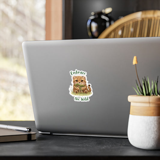 Cheetah Cub Kiss-Cut Vinyl Decal — "Embrace the Wild" Cute Kiss-Cut Vinyl Decal