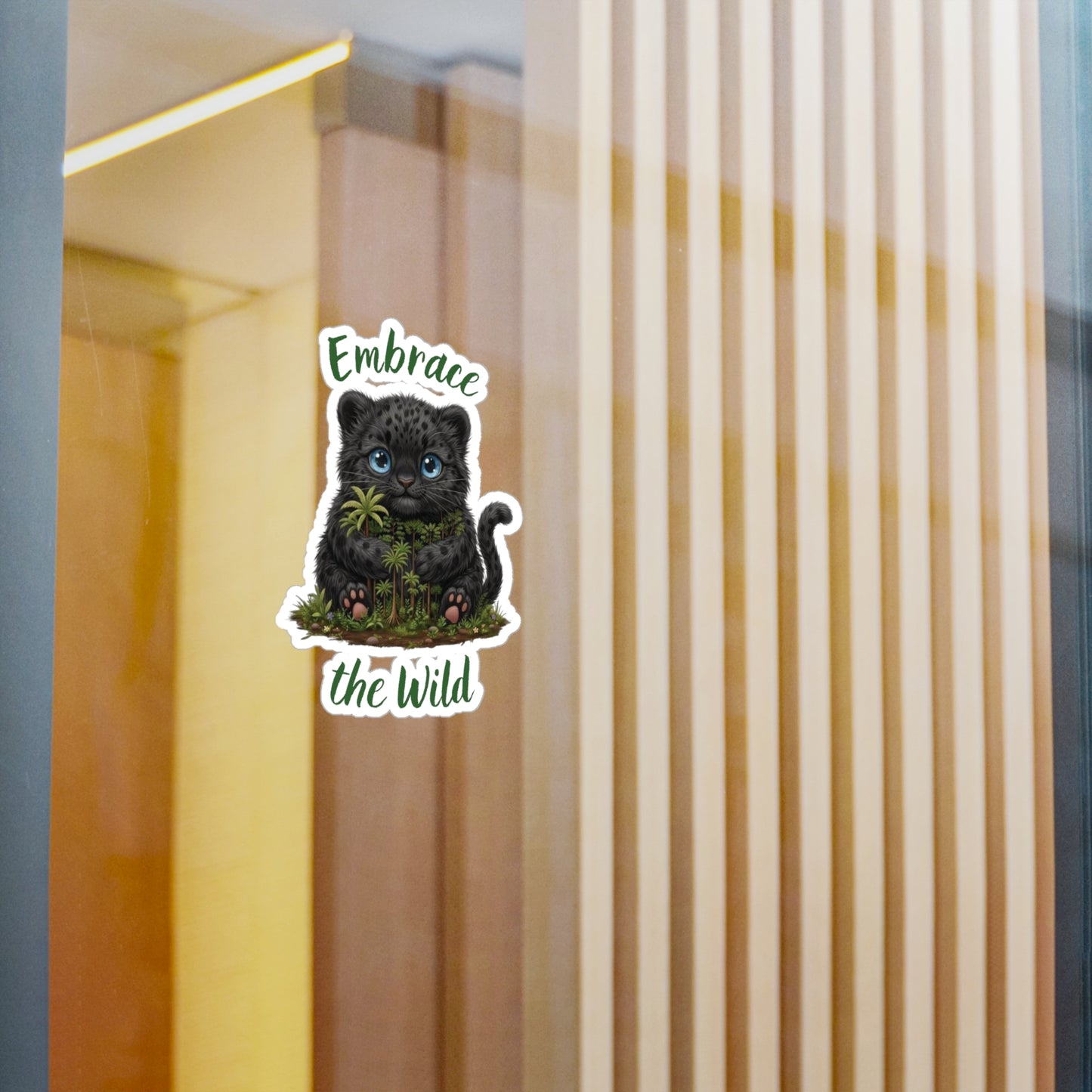 Black Panther Kiss-Cut Vinyl Decal — "Embrace the Wild" Cute Kiss-Cut Vinyl Decal