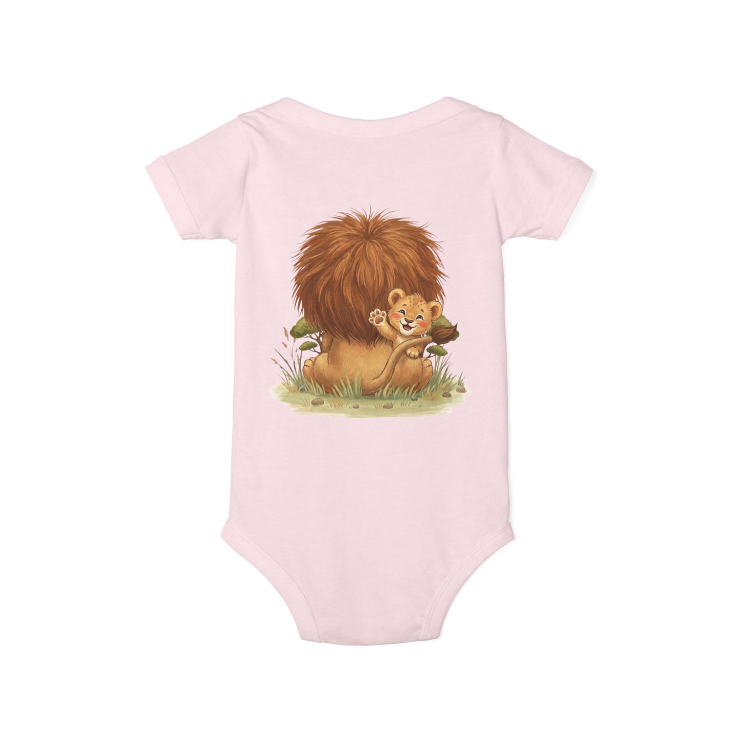 Cute Lion Onesie with Graphic on Front & Back | Embrace the Wild | Infant Jersey One Piece