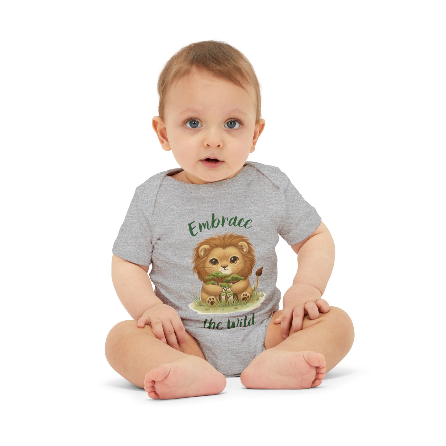 Cute Lion Onesie with Graphic on Front & Back | Embrace the Wild | Infant Jersey One Piece