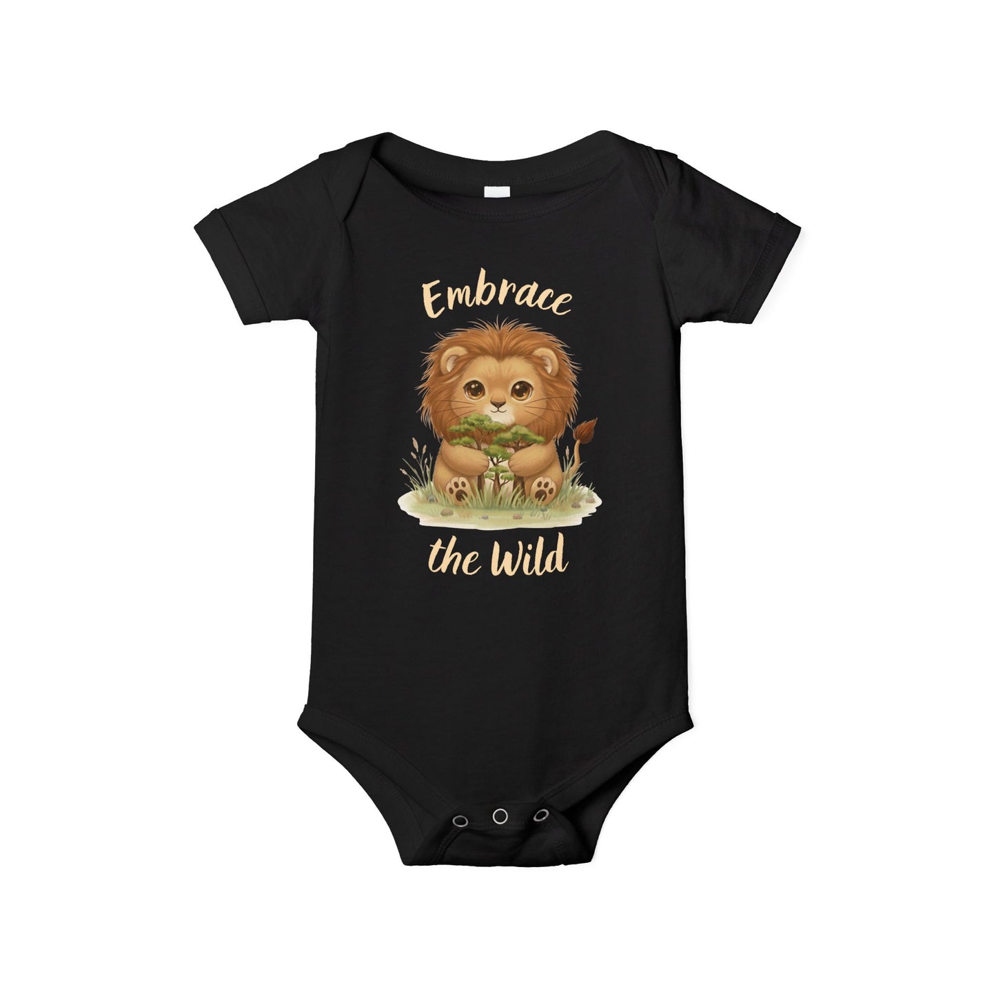 Cute Lion Onesie with Graphic on Front & Back | Embrace the Wild | Infant Jersey One Piece