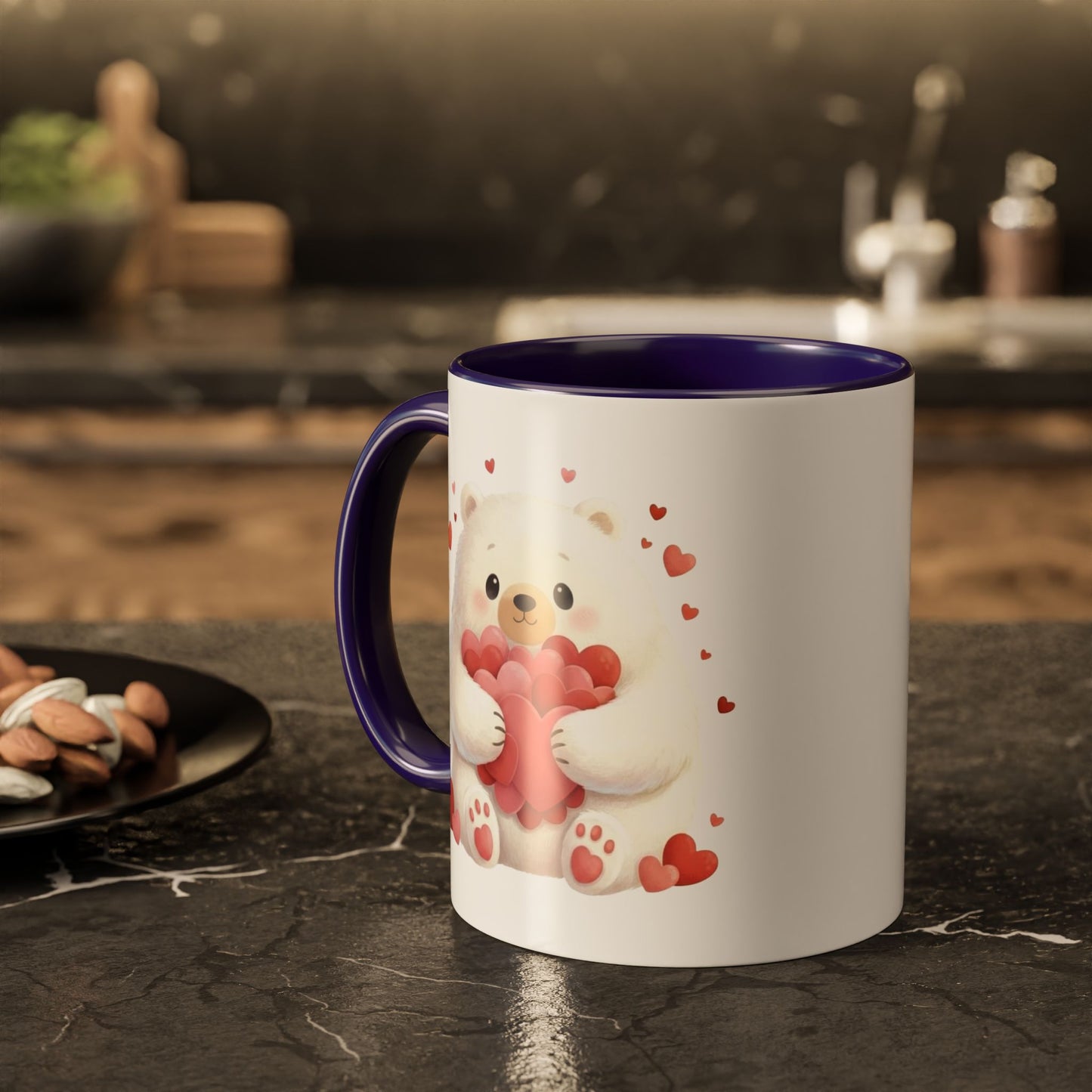 Polar Bear Heart Hug Coffee Mug | Cute Animal Accent Mug (11oz / 15oz)