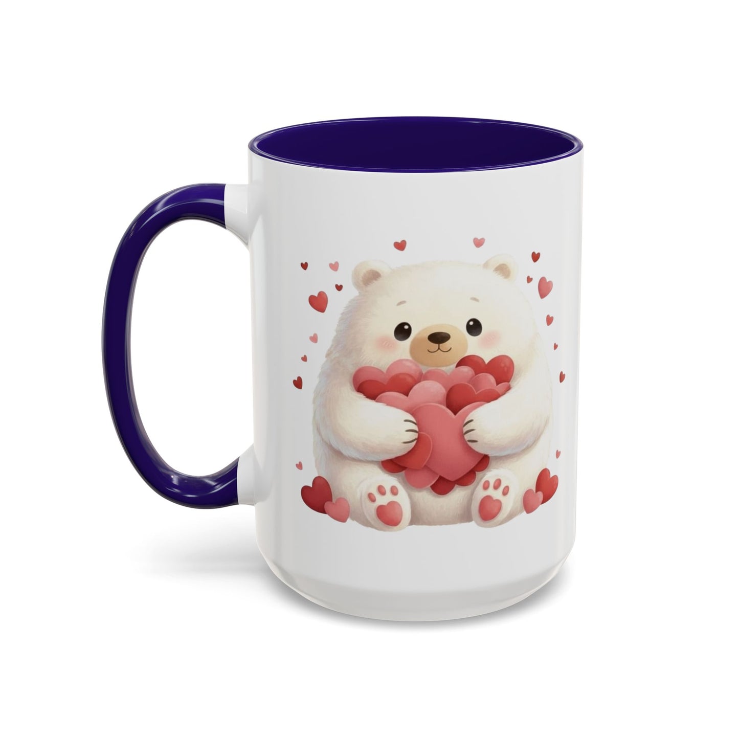 Polar Bear Heart Hug Coffee Mug | Cute Animal Accent Mug (11oz / 15oz)