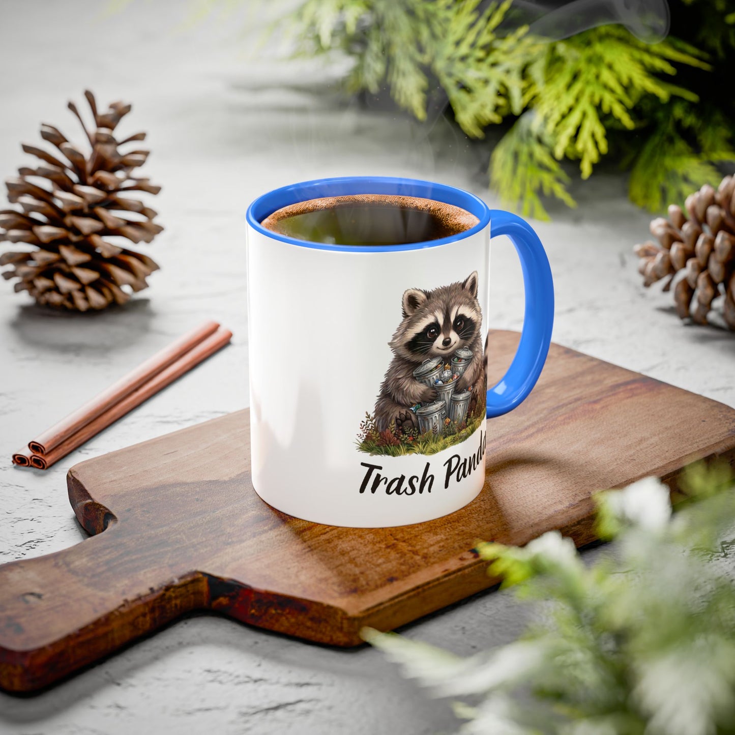 Racoon (Trash Panda) Hug Coffee Mug | Cute Racoon Forest Animal Accent Mug (11oz / 15oz)