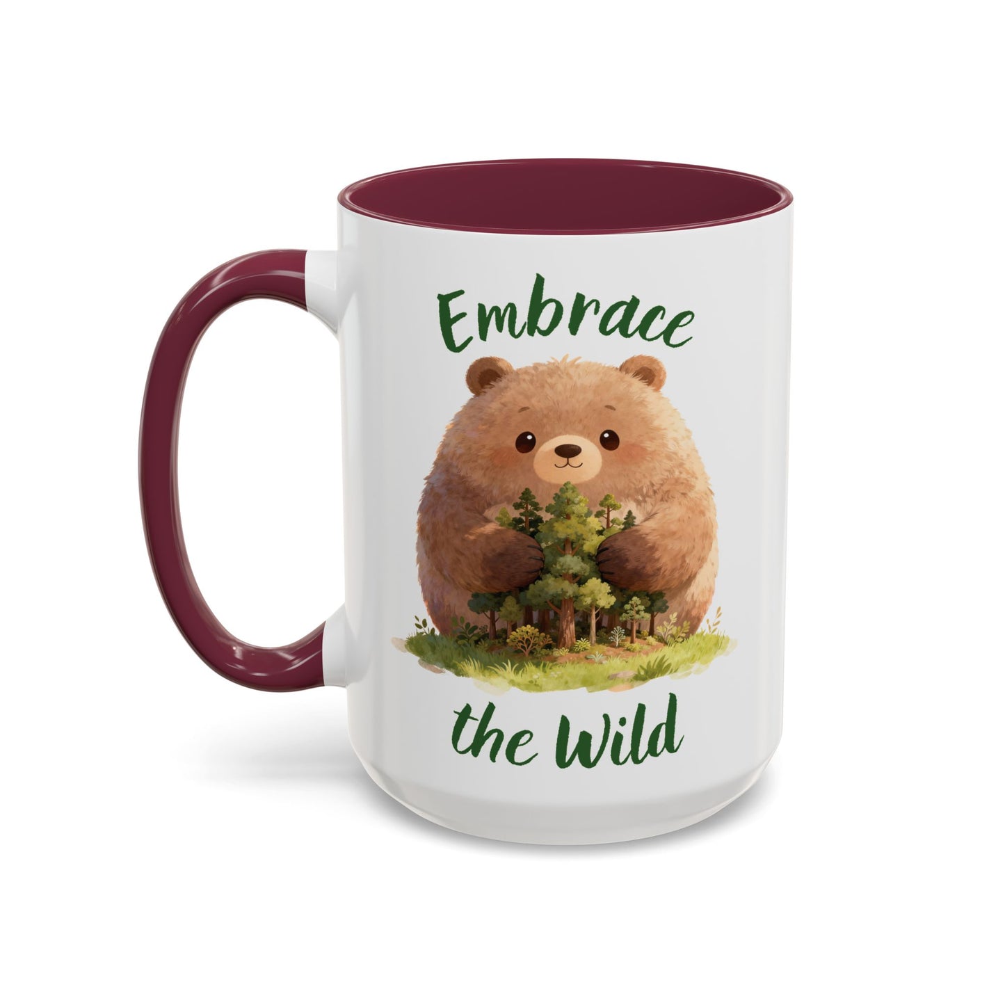 Brown Bear Hug Coffee Mug — Cute Woodland Animal Accent Mug (11oz / 15oz)